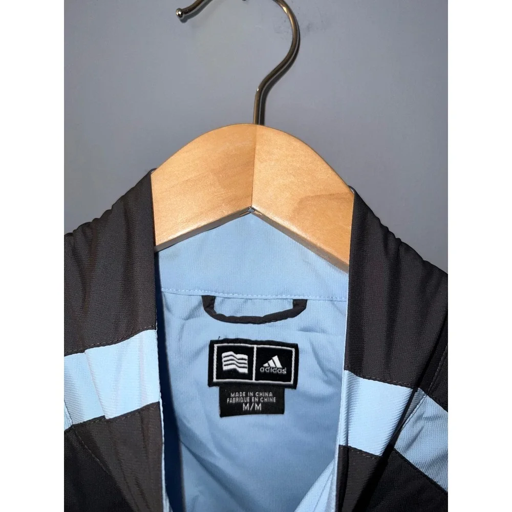 Adidas ClimaProof Windbreaker Jacket Mens Medium Grey Blue Quarter Zip Pullover